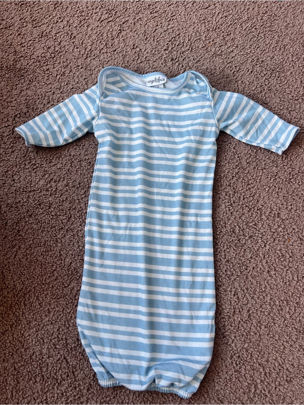 angeloye Light Blue & White Stripe Infant Gown - Soft Cotton Kids Pajamas